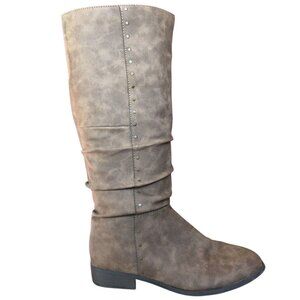 Steve Madden Brown Pleather Slouchy JHammer Side Zip Riding Boots Youth Size 5